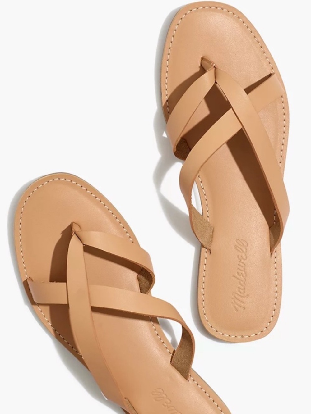 Madewell Tan Strappy Leather Slide Sandals
